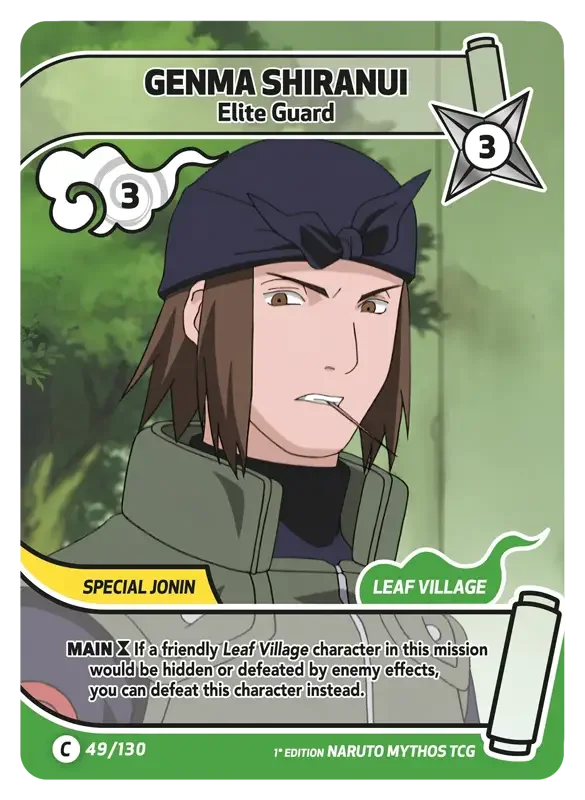 Naruto Konoha Shido Card List - Genma Shiranui 049/130