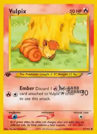 Neo Destiny Kartenliste - Vulpix 91/105