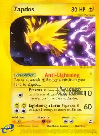 Aquapolis Kartenliste - Zapdos 44/147
