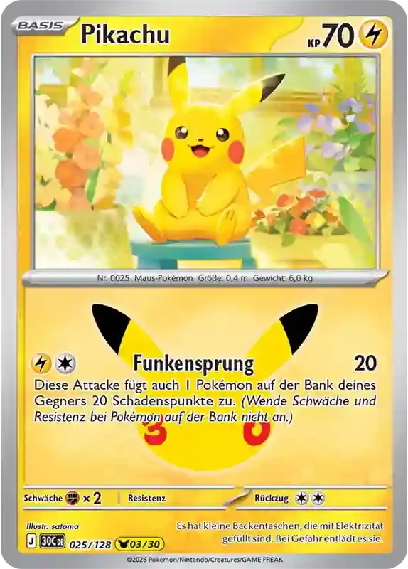 30 Jahre Kartenliste Pikachu 025/128