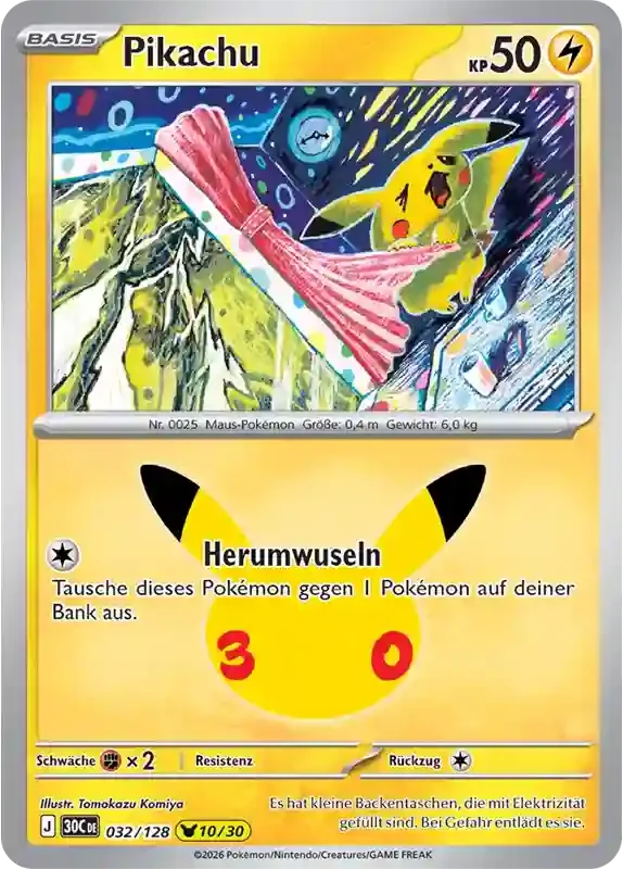 30 Jahre Kartenliste Pikachu 032/128