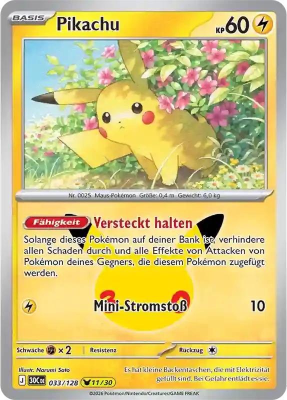 30 Jahre Kartenliste Pikachu 033/128