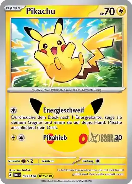 30 Jahre Kartenliste Pikachu 037/128