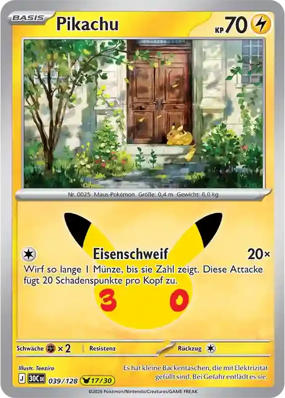 30 Jahre Kartenliste Pikachu 039/128