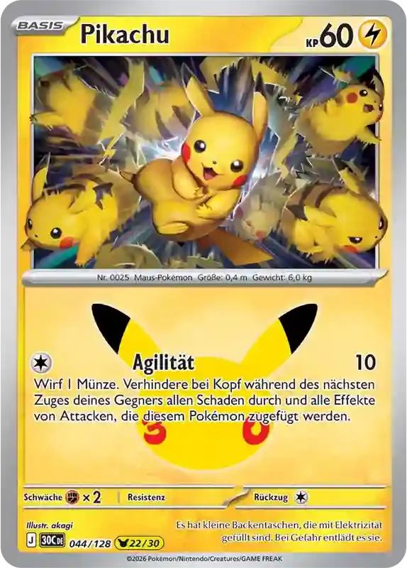 30 Jahre Kartenliste Pikachu 044/128