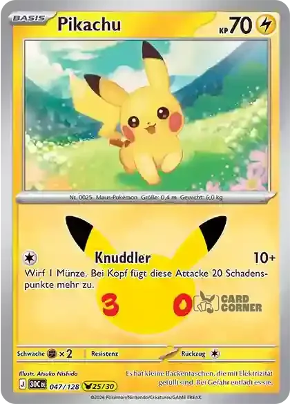 30 Jahre Kartenliste Pikachu 047/128