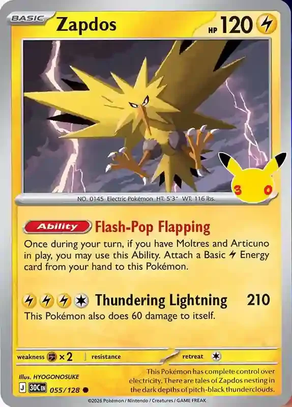 30 Jahre Kartenliste Zapdos 055/128