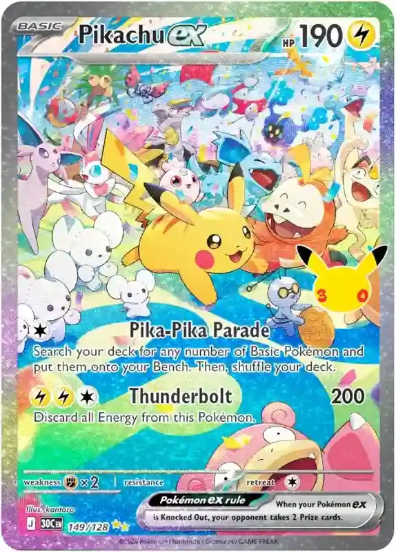30 Jahre Kartenliste Pikachu EX 149/128