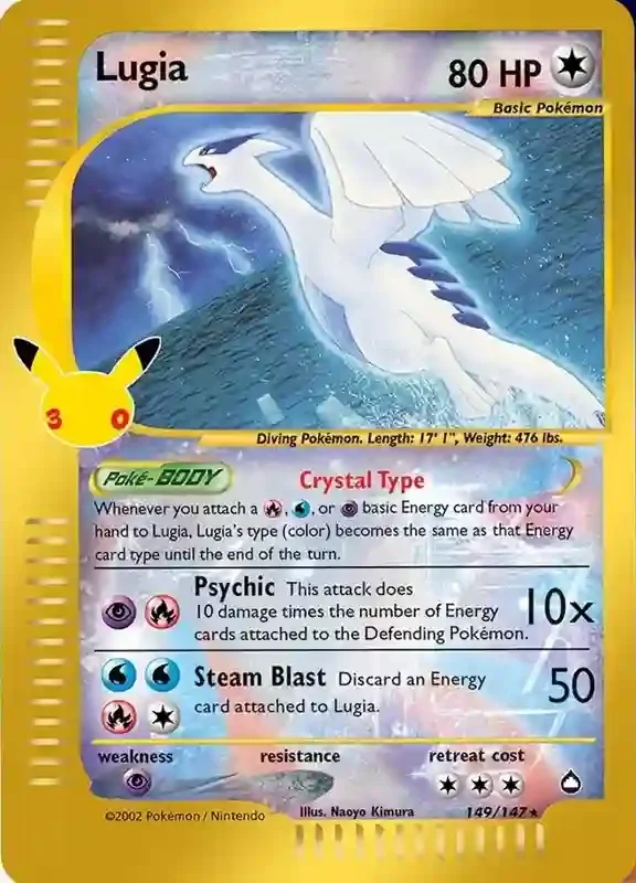 30 Jahre Kartenliste Crystal Lugia