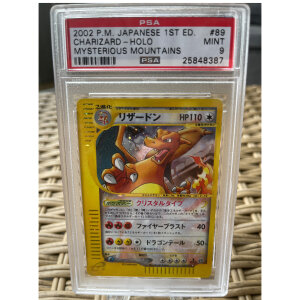 Charizard 1. Edition Mysterious Mountains PSA 9