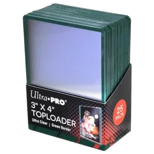 Ultra Pro 3" x 4" Toploader - Green Border 25...