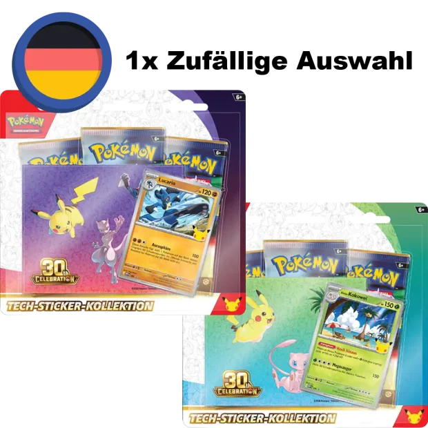 Pokemon 30 Jahre Tech Sticker Kollektion ZUFÄLLIG
